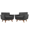 Modway Engage Mid-Century Modern Upholstered Fabric Two Armchair Set in Gray