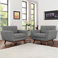 Modway Engage Mid-Century Modern Upholstered Leather Two Armchair Set in Expectation Gray MDY-EEI-1284-GRY