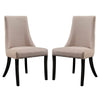 Modway Reverie Modern Upholstered Fabric Parsons Two Kitchen and Dining Room Chairs in Beige