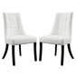 Modway Noblesse Modern Tufted Vegan Leather Upholstered Kitchen Room White, Two Dining Chairs