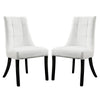 Modway Noblesse Modern Tufted Vegan Leather Upholstered Kitchen Room White, Two Dining Chairs