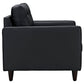 Modway Empress Mid-Century Modern Upholstered Leather Sofa and Armchair Set Black MDY-EEI-1311-BLK