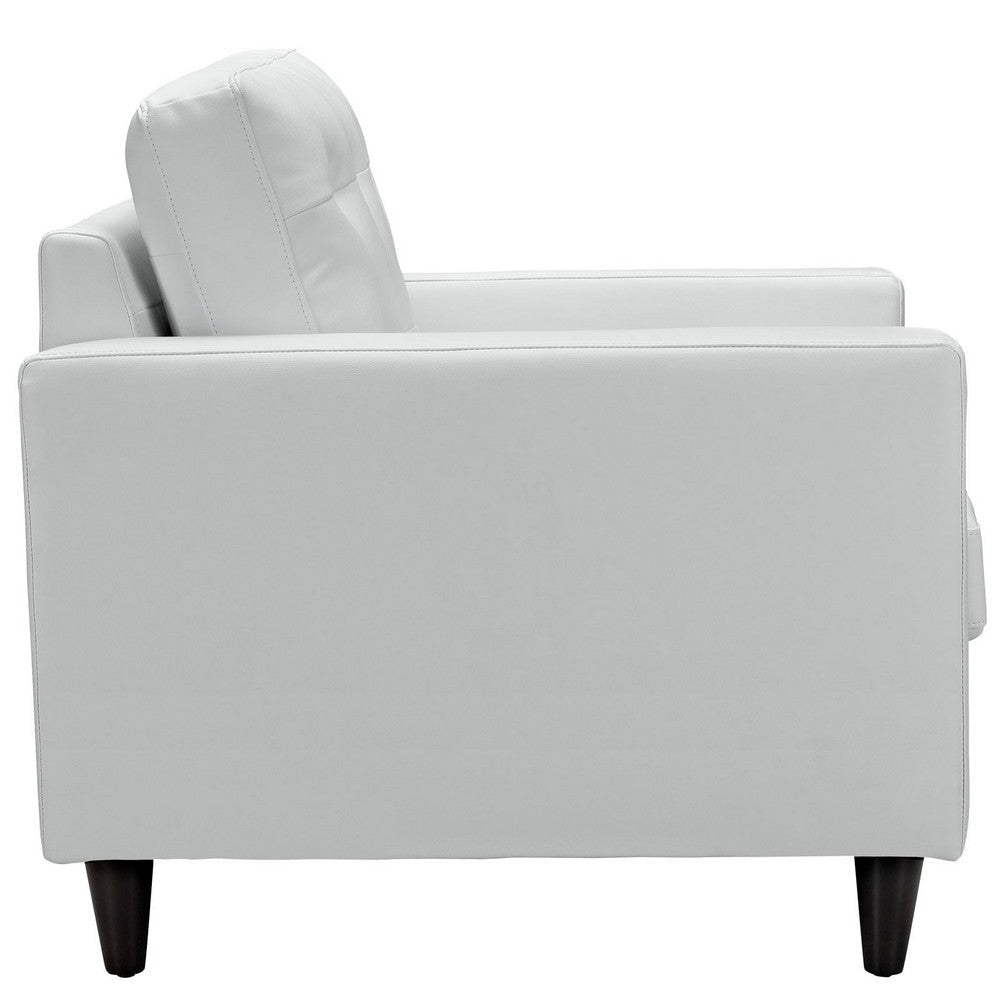 Modway Empress Mid-Century Modern Upholstered Leather Sofa and Armchair Set White MDY-EEI-1311-WHI