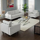 Modway Empress Mid-Century Modern Upholstered Leather Sofa and Two Armchair Set White MDY-EEI-1312-WHI