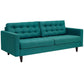 Modway Empress Mid-Century Modern Upholstered Fabric Sofa and Armchair Set in Teal MDY-EEI-1313-TEA