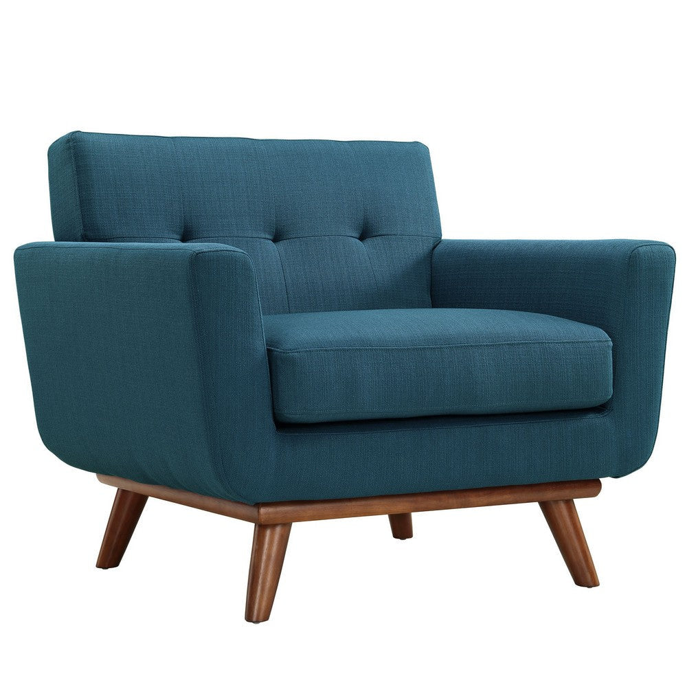 Modway Engage Mid-Century Modern Upholstered Set in Azure Armchair and Sofa MDY-EEI-1344-AZU