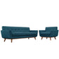 Modway Engage Mid-Century Modern Upholstered Set in Azure, Armchair and Sofa