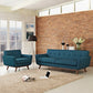 Modway Engage Mid-Century Modern Upholstered Set in Azure Armchair and Sofa MDY-EEI-1344-AZU