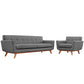 Modway Engage Mid-Century Modern Upholstered Set in Expectation Gray, Armchair and Sofa