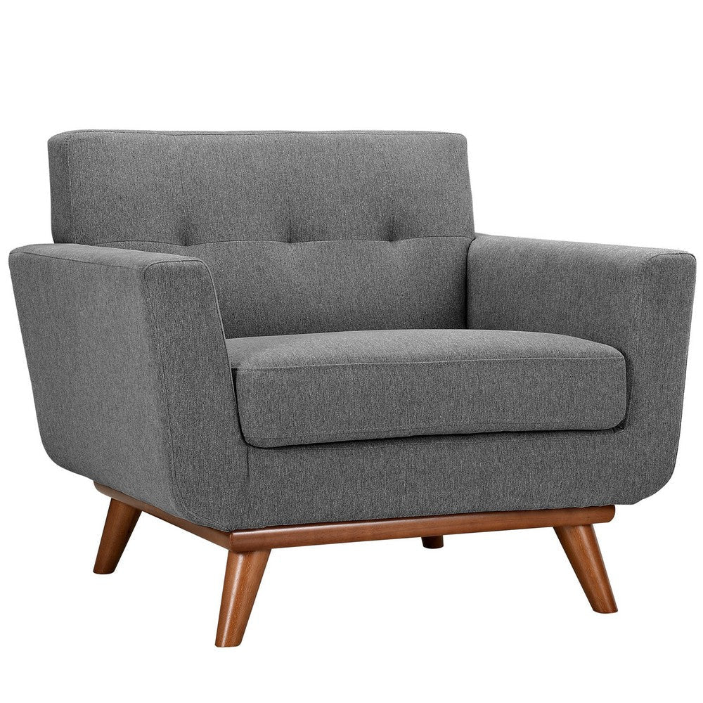 Modway Engage Mid-Century Modern Upholstered Set in Expectation Gray Armchair and Sofa MDY-EEI-1344-GRY