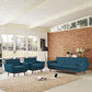 Modway Engage Mid-Century Modern Upholstered Azure Two Armchairs and Sofa MDY-EEI-1345-AZU