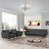 Modway Engage Mid-Century Modern Upholstered Gray Two Armchairs and Sofa MDY-EEI-1345-DOR