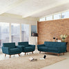 Modway Engage Mid-Century Modern Upholstered Fabric Two Armchair and Loveseat Set in Azure MDY-EEI-1347-AZU