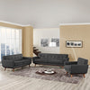 Modway Engage Mid-Century Modern Upholstered Fabric Sofa Loveseat and Armchair in Gray MDY-EEI-1349-DOR