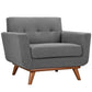 Modway Engage Mid-Century Modern Upholstered Fabric Sofa Loveseat and Armchair in Expectation Gray MDY-EEI-1349-GRY