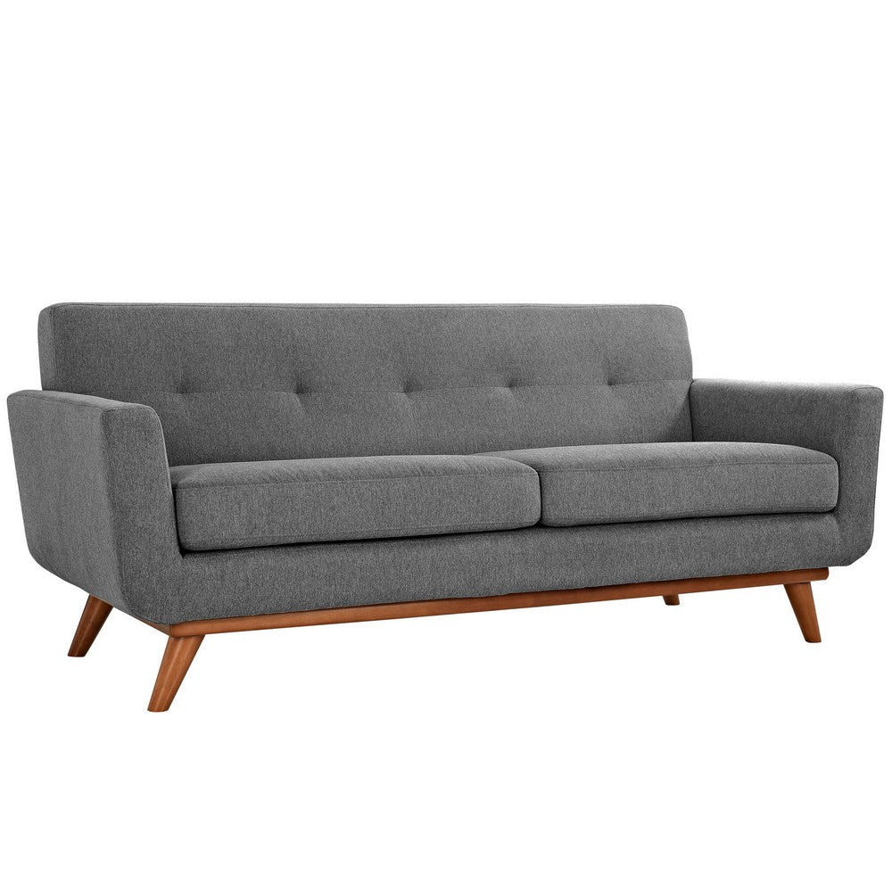 Modway Engage Mid-Century Modern Upholstered Fabric Sofa Loveseat and Armchair in Expectation Gray MDY-EEI-1349-GRY