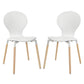 Modway Path Mid-Century Modern Two Kitchen and Dining Room Chairs in White