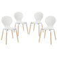 Modway Path Mid-Century Modern Four Kitchen and Dining Room Chairs in White