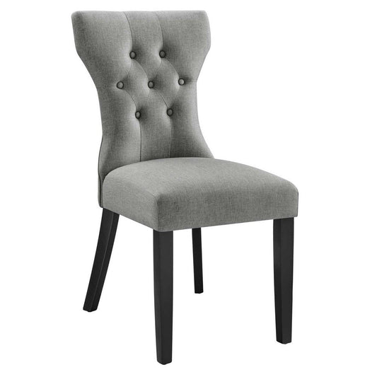 Modway Silhouette Modern Tufted Upholstered Fabric Parsons Kitchen Room, One Dining Chair, Light Gray