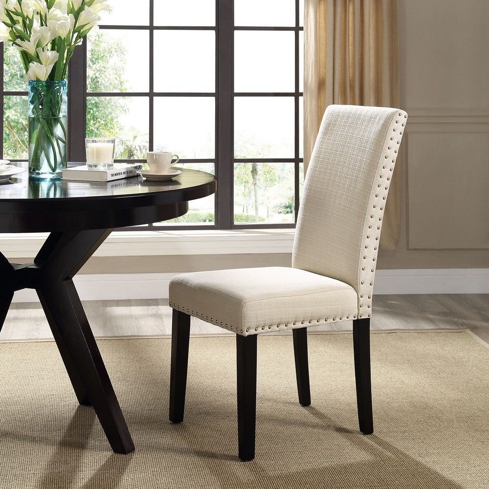 Modway Parcel Upholstered Fabric Parsons Dining Side Chair in Beige