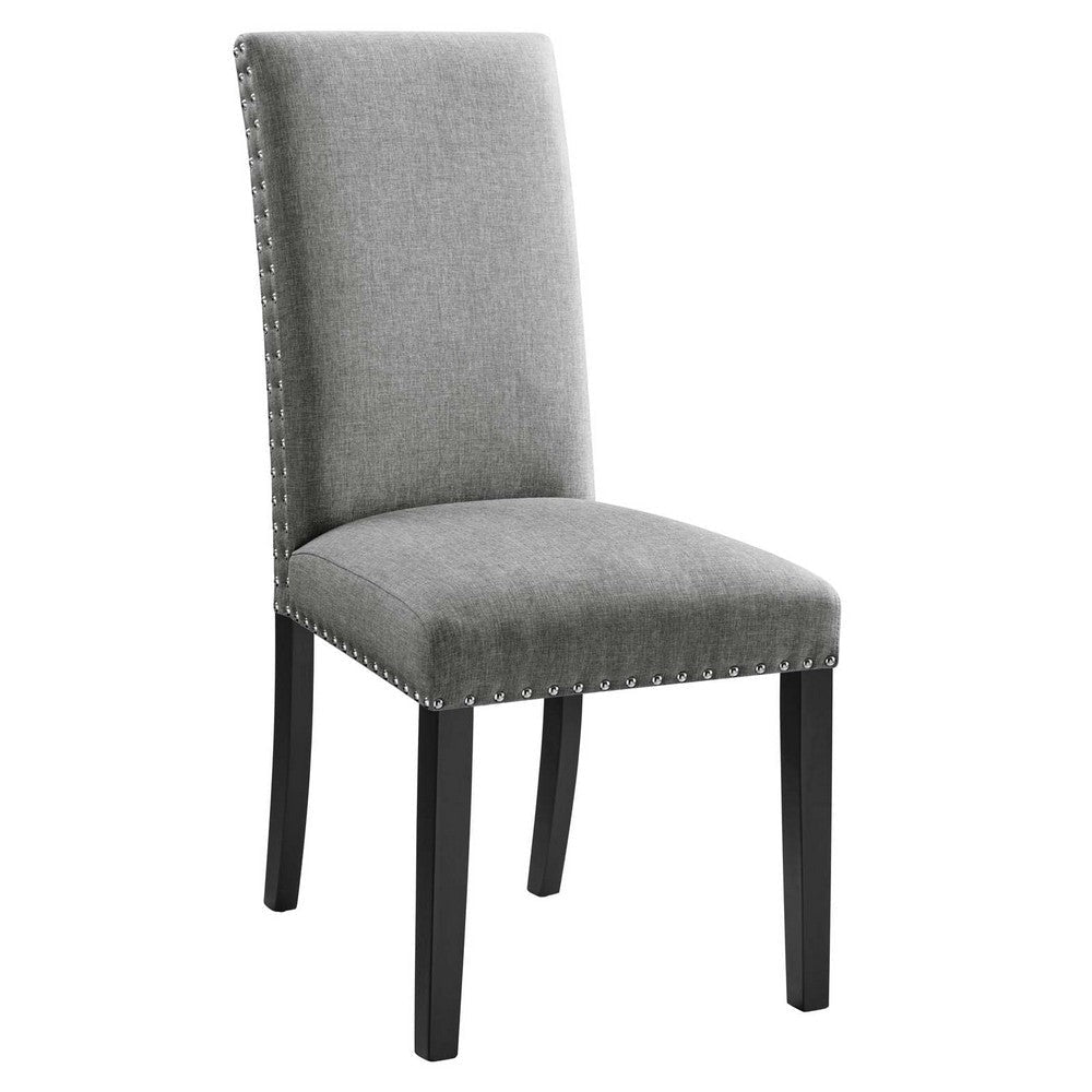 Modway Parcel Modern Upholstered Fabric with Nailhead Trim, Dining Chair, Light Gray