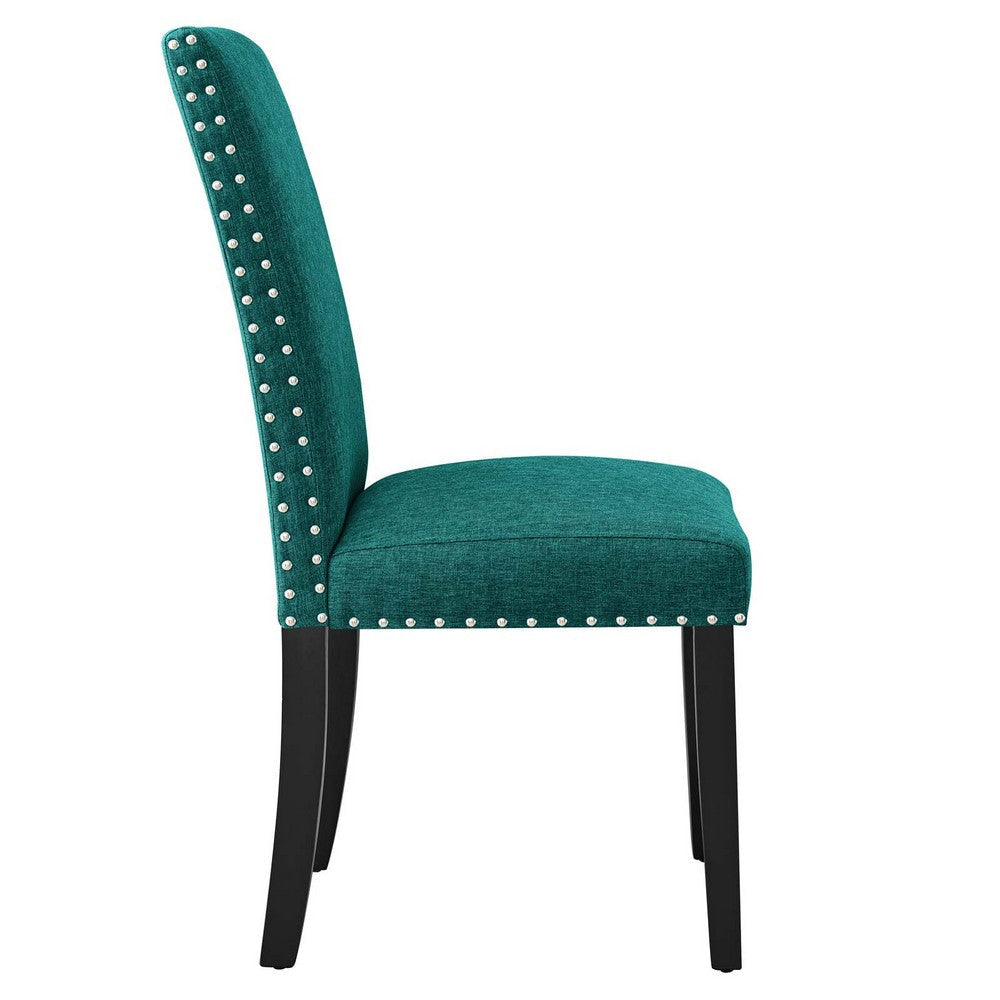 Modway Parcel Modern Upholstered Fabric with Nailhead Trim Dining Chair Teal MDY-EEI-1384-TEA