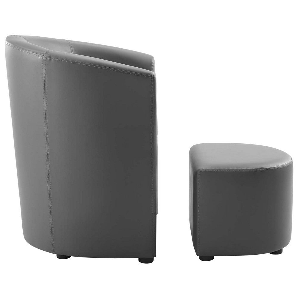 Modway Divulge Faux Leather Armchair and Ottoman Set in Gray 28D x 22W x 30H in MDY-EEI-1407-GRY