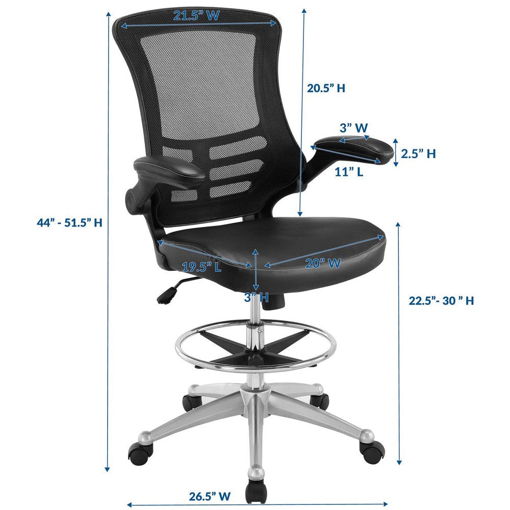 Black Attainment Vinyl Drafting Stool - No Shipping Charges MDY-EEI-1422-BLK