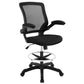 Modway Veer Reception Desk Flip-Up Arm Drafting Chair in Black