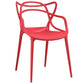 Modway Entangled Modern Molded Plastic Kitchen and Dining Room Arm Chair in Red - Fully Assembled