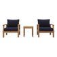 Modway EEI-1487-NAT-NAV-SET Marina 3 Piece Outdoor Patio Teak Set in Natural Navy, Two Armchairs and Side Table