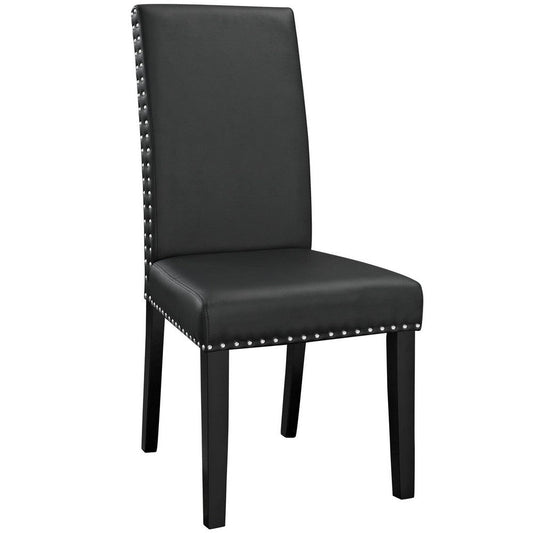 Modway Parcel Faux Leather Upholstered Parsons Dining Side Chair in Black