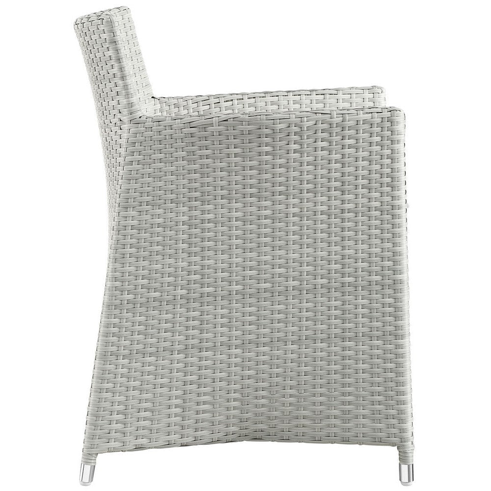 Modway EEI-1505-GRY-WHI Junction Wicker Rattan Outdoor Patio Dining Armchair with Cushion, Gray White