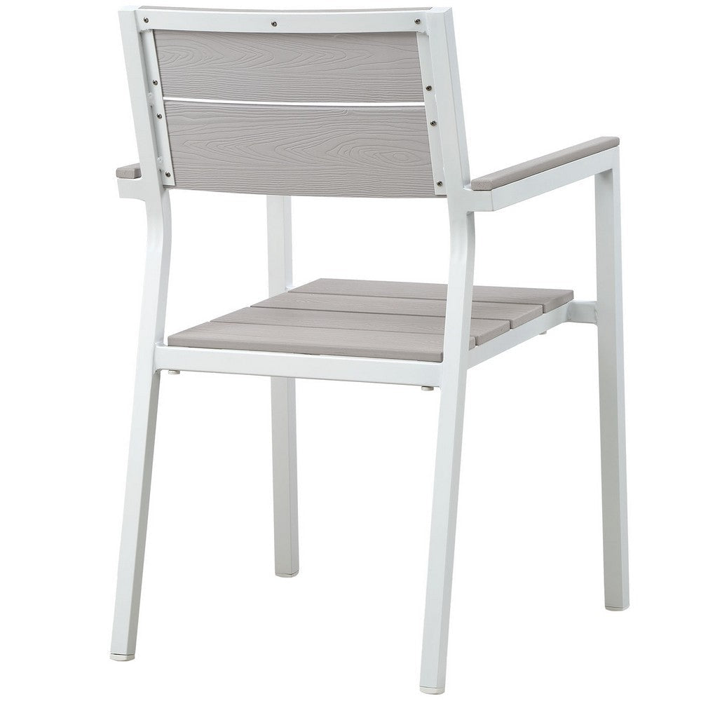 White Light Gray Maine Dining Outdoor Patio Armchair - No Shipping Charges MDY-EEI-1506-WHI-LGR