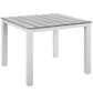 Modway Maine Aluminum Outdoor Patio 40" Dining Table in White Light Gray