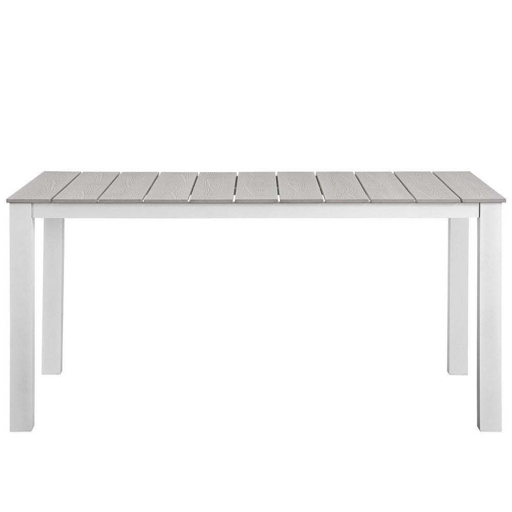 Modway Maine Aluminum Outdoor Patio 63’’ Dining Table in White Light Gray MDY-EEI-1508-WHI-LGR