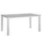 Modway Maine Aluminum Outdoor Patio 63" Dining Table in White Light Gray