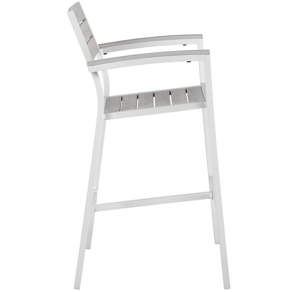 White Light Gray Maine Outdoor Patio Bar Stool - No Shipping Charges MDY-EEI-1510-WHI-LGR