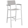 Modway Maine Aluminum Outdoor Patio Bar Stool in White Light Gray