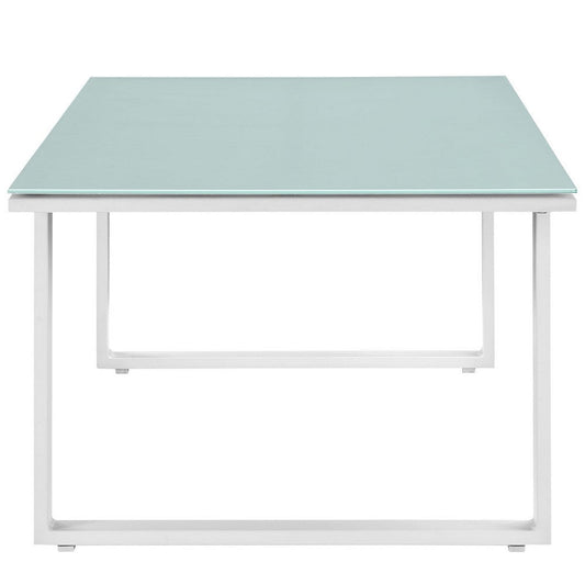 Modway Fortuna Aluminum Glass Outdoor Patio 44" Coffee Table in White