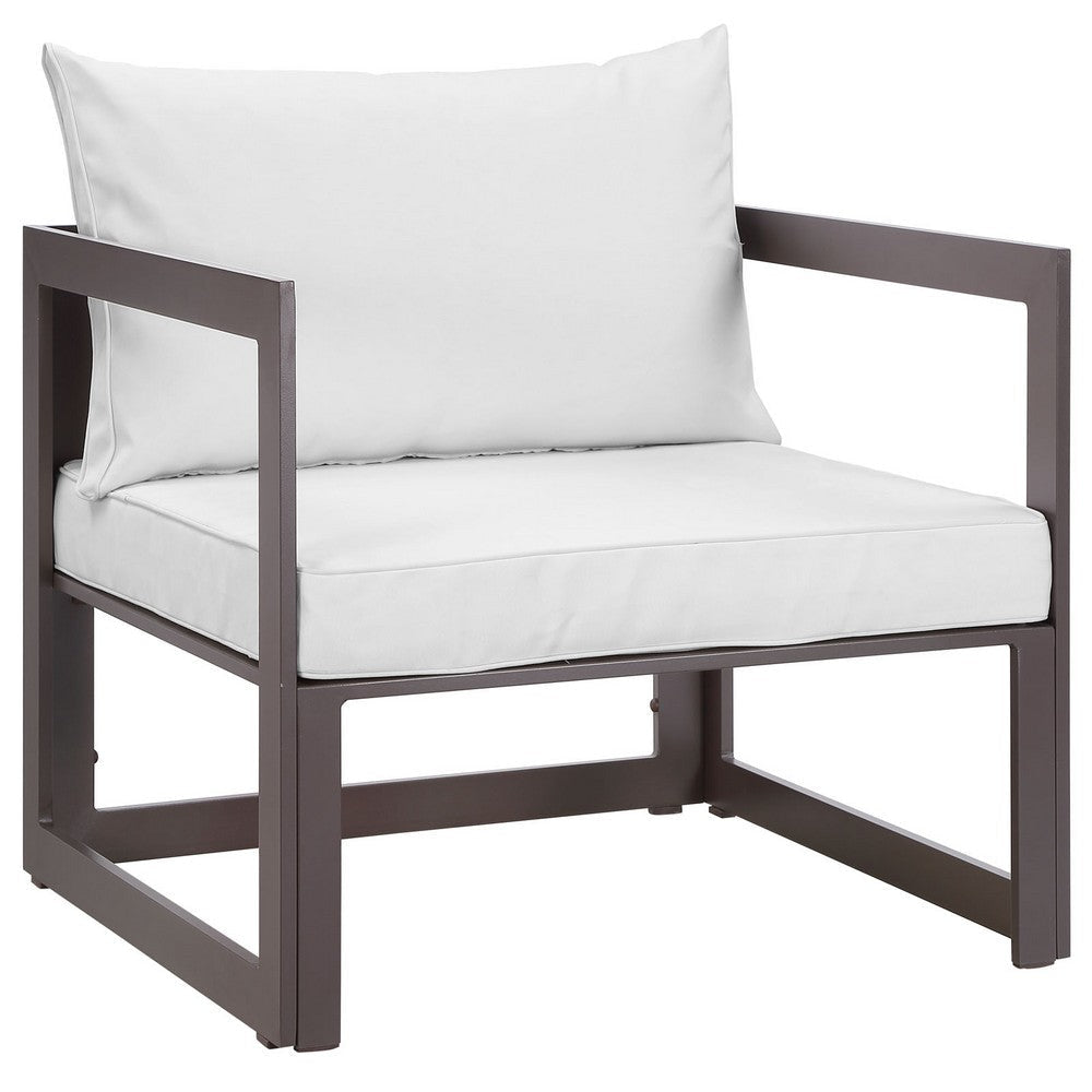 Modway EEI-1517 Fortuna Aluminum Outdoor Patio Armchair in Brown White