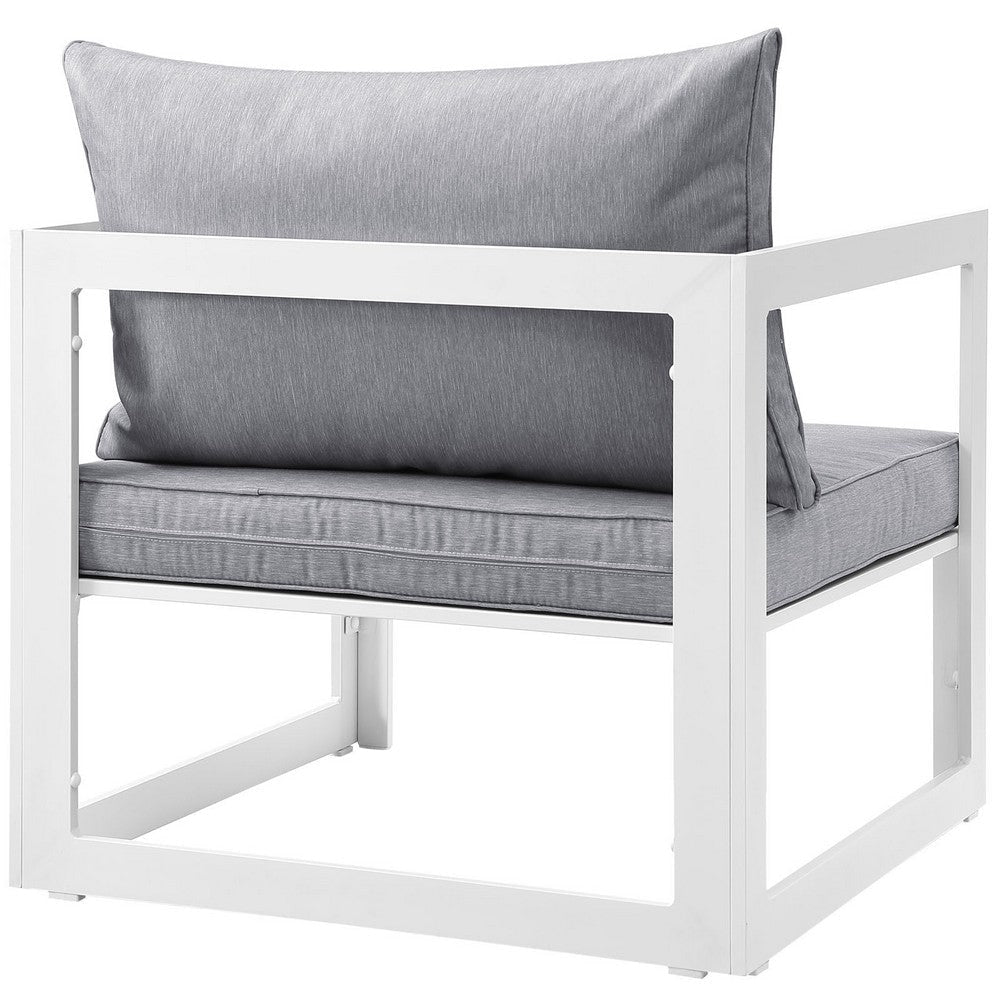 White Gray Fortuna Outdoor Patio Armchair - No Shipping Charges MDY-EEI-1517-WHI-GRY