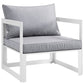 Modway Fortuna Aluminum Outdoor Patio Armchair in White Gray