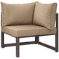 Modway Fortuna Aluminum Outdoor Patio Corner Chair in Brown Mocha