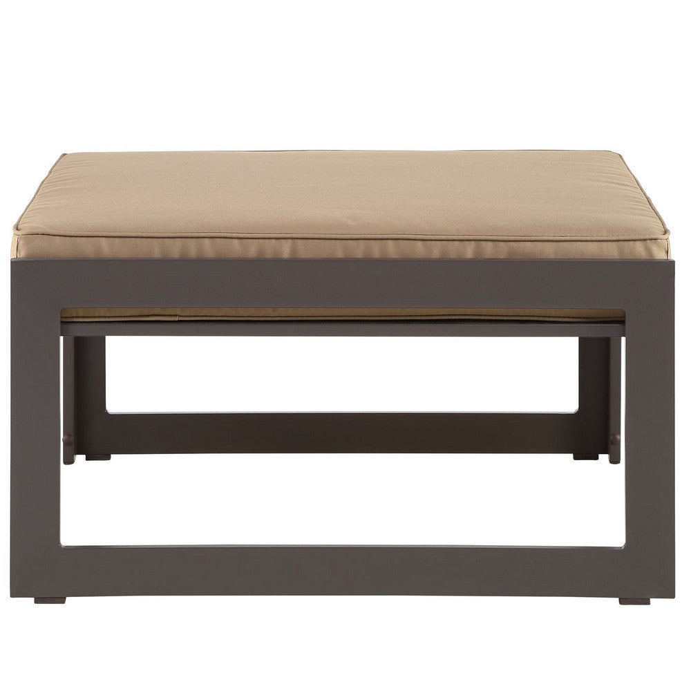 Modway Fortuna Aluminum Outdoor Patio Ottoman in Brown Mocha