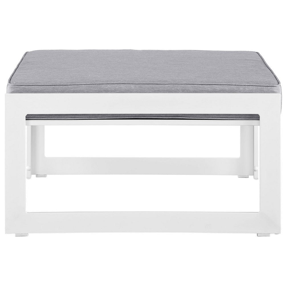 Modway Fortuna Aluminum Outdoor Patio Ottoman in White Gray MDY-EEI-1521-WHI-GRY