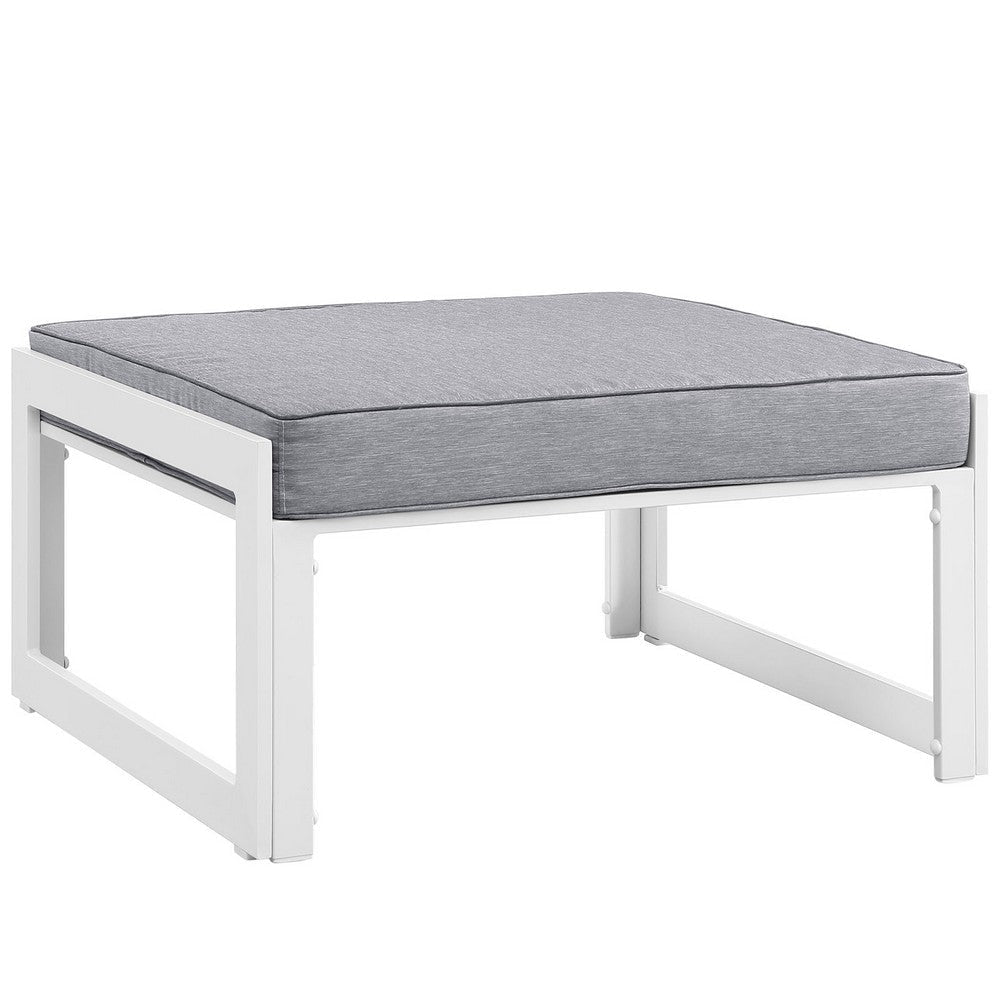 Modway Fortuna Aluminum Outdoor Patio Ottoman in White Gray