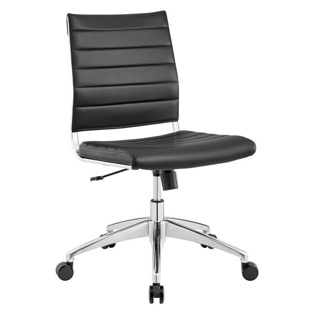 Modway Jive Ribbed Armless Mid Back Swivel Conference Chair In Black