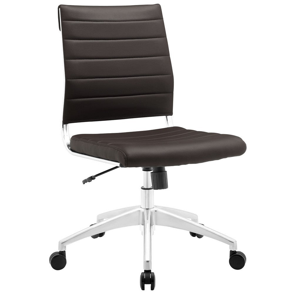 Modway Jive Ribbed Armless Mid Back Swivel Conference Chair In Brown