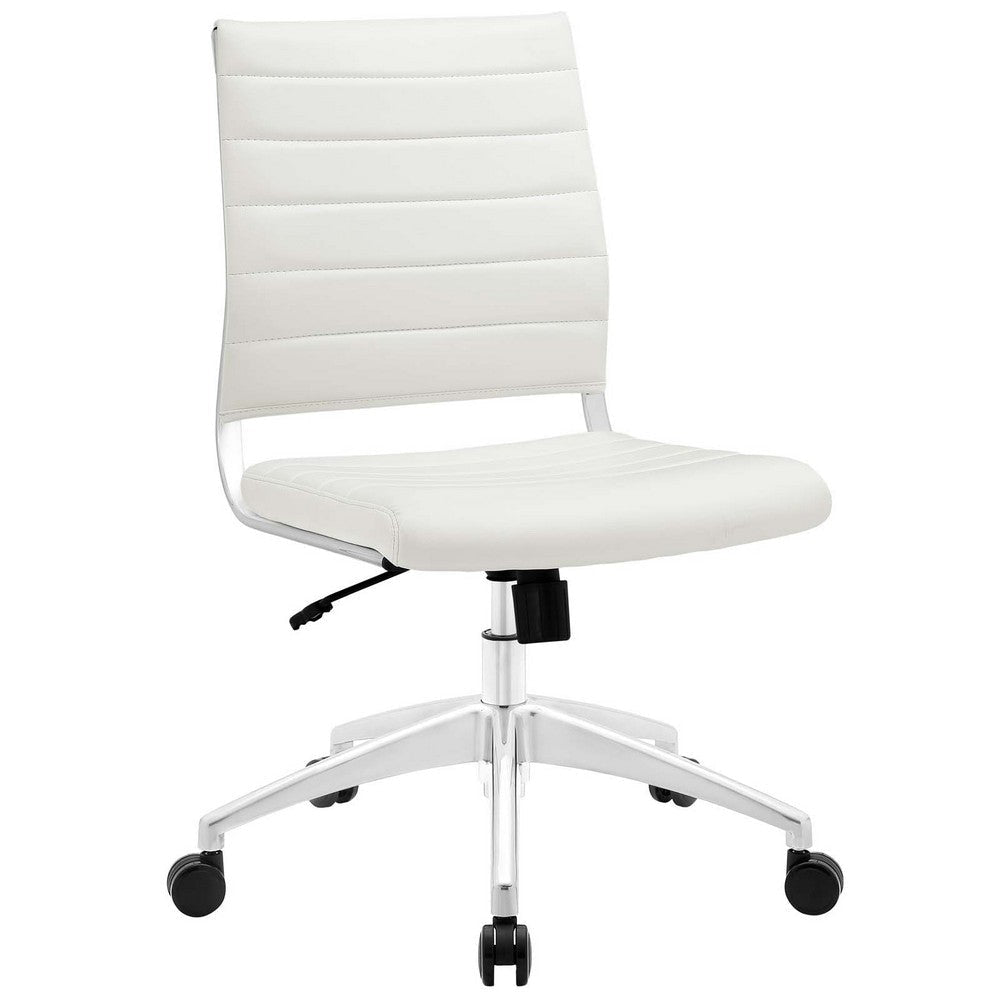 Modway Jive Ribbed Armless Mid Back Swivel Conference Chair In White